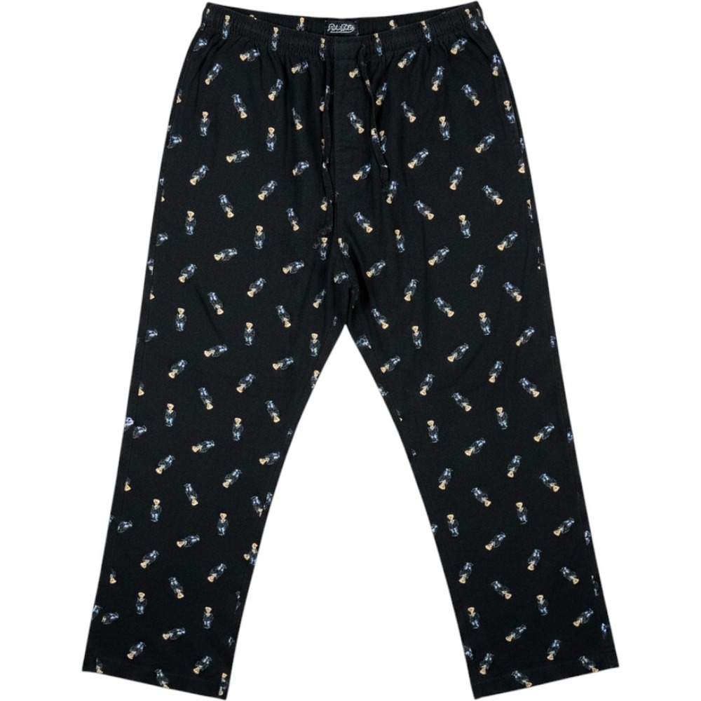 Polo Ralph Lauren Pajama Pants Men XL Polo Bear All Over Print Black